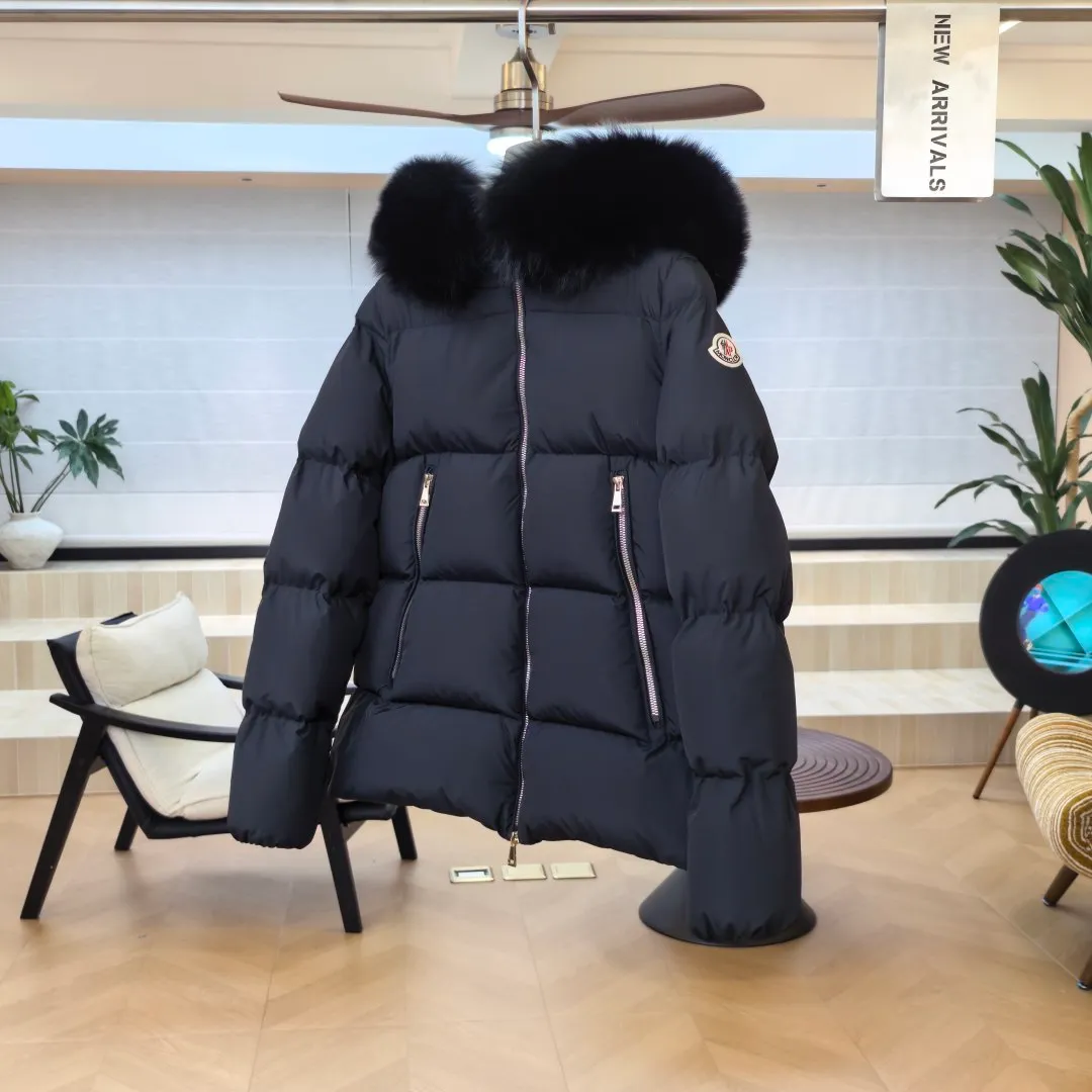 【Original Authentic 】 #Moncer｜ SS 26 Laichefur Hooded Shearling-Trimmed Short Down Jacket A #T 76# Size: 0# 1# 2# 3# Colorway: Black/Black Beige/Beige